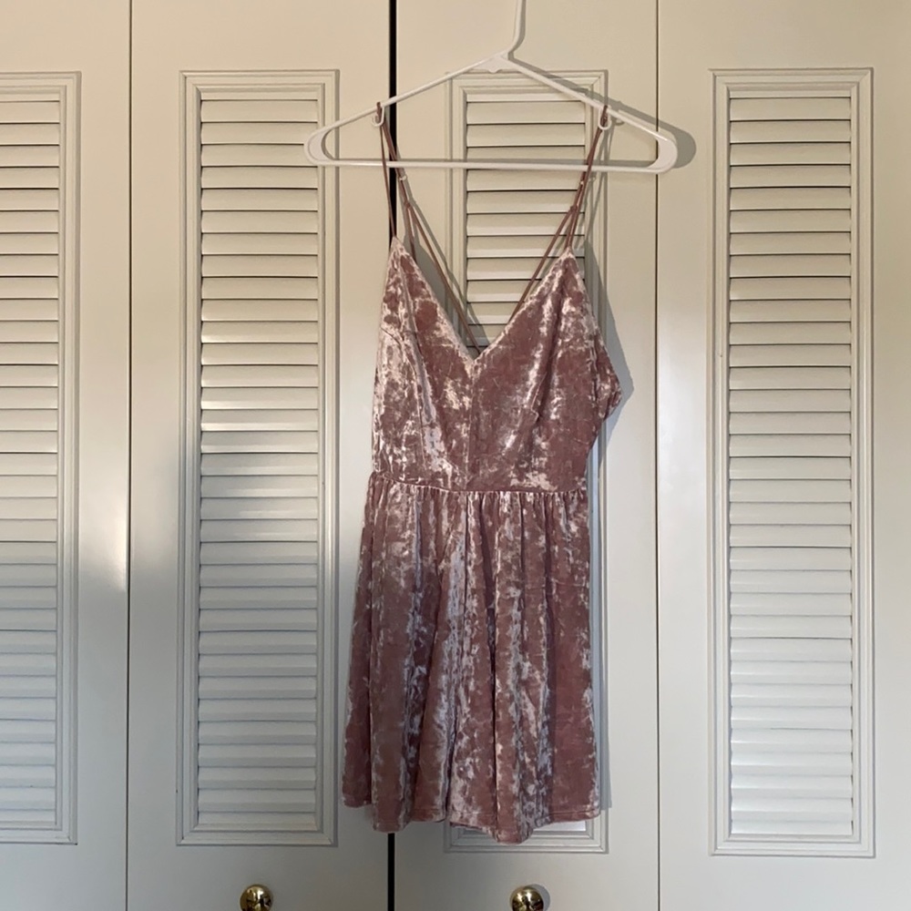 Size small pink velvet part romper from Forever21